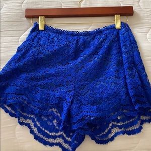 Blue lace shorts